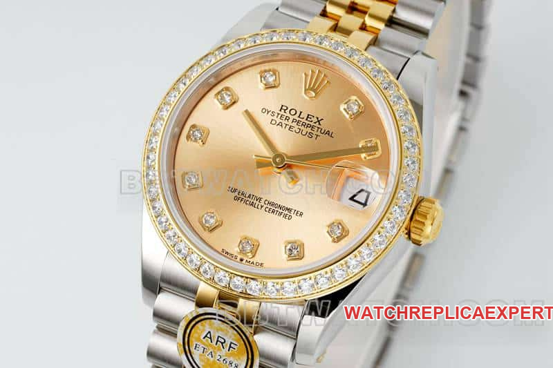 ARF FactoryRolex log 1:1super gold plate diamond bezel31mm intergold five-lattice chain link278383front live photo