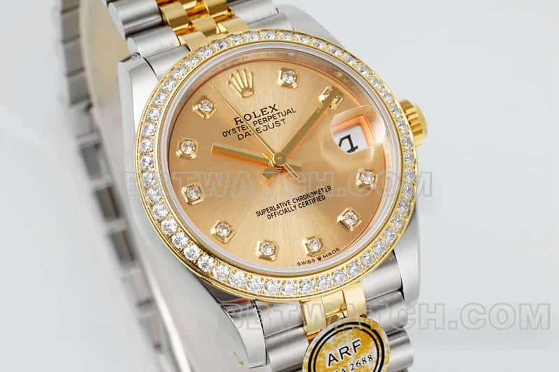 ARF FactoryRolex log 1:1super gold plate diamond bezel31mm intergold five-lattice chain link278383front live photo