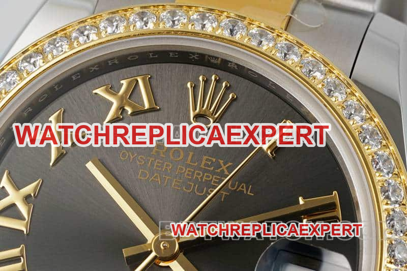 ARF factory rolex logbook top dark gray disk diamond ring 31mm intermediate gold five compartment link 2783383 front real picture