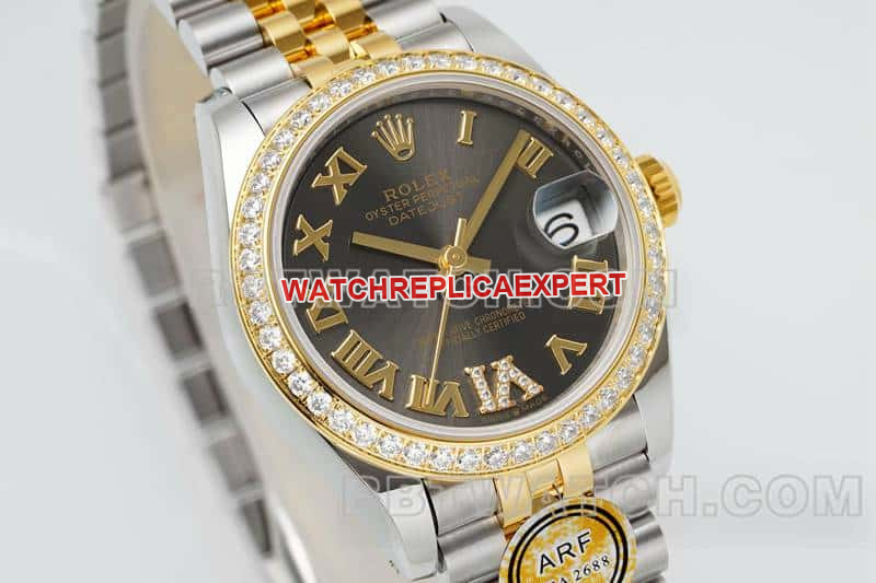 ARF FactoryRolex log top-tier 1:1high-quality dark gray plate diamond bezel31mm intergold five-lattice chain link278383front live photo
