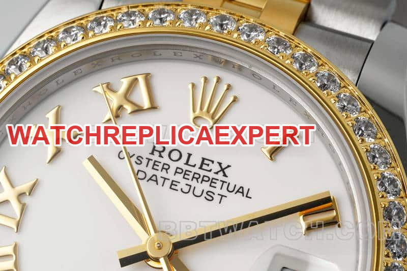 ARF FactoryRolex log 1:1super clonewhite dialdiamond bezel31mm gold five-lattice chain link278383front live photo