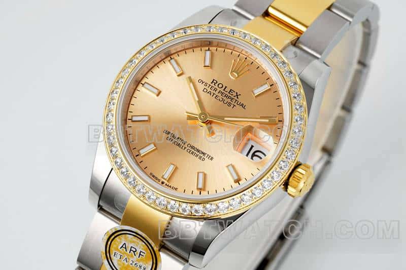 ARF FactoryRolex log gold plate diamond bezel31mm gold three grid link 278383front live photo