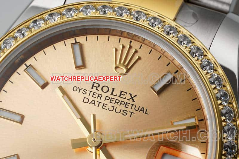 ARF FactoryRolex log gold plate diamond bezel31mm gold three grid link 278383front live photo