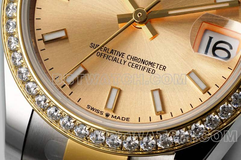 ARF FactoryRolex log gold plate diamond bezel31mm gold three grid link 278383front live photo
