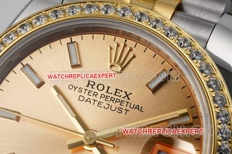 ARF FactoryRolex log 1:1top-tier gold plate diamond bezel31mm intergold five-lattice chain link278383front live photo