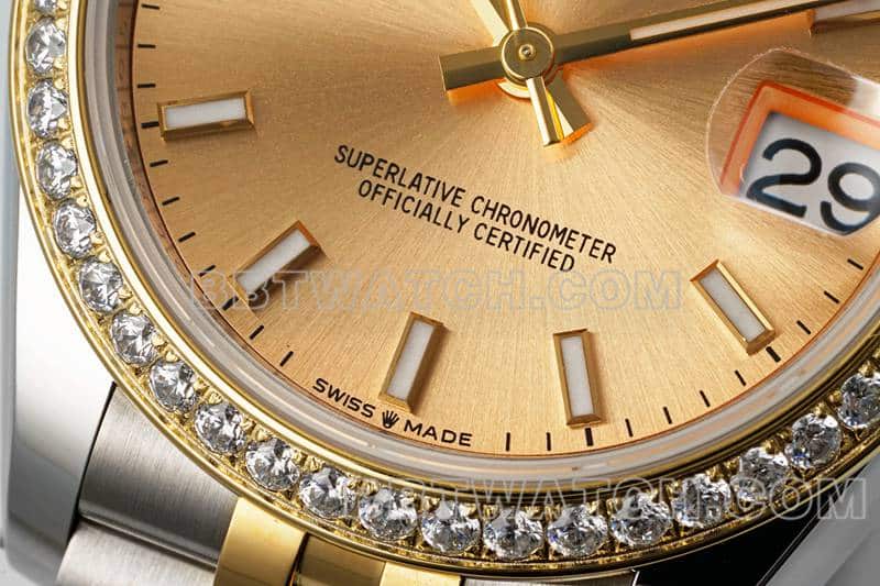 ARF FactoryRolex log 1:1top-tier gold plate diamond bezel31mm intergold five-lattice chain link278383front live photo