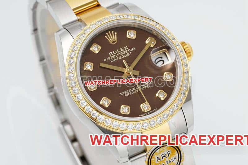 ARF FactoryRolex log top-tier 1:1high-quality black mother-of-pearl disc diamond bezel31mm gold three-lattice chain link278383front live photo