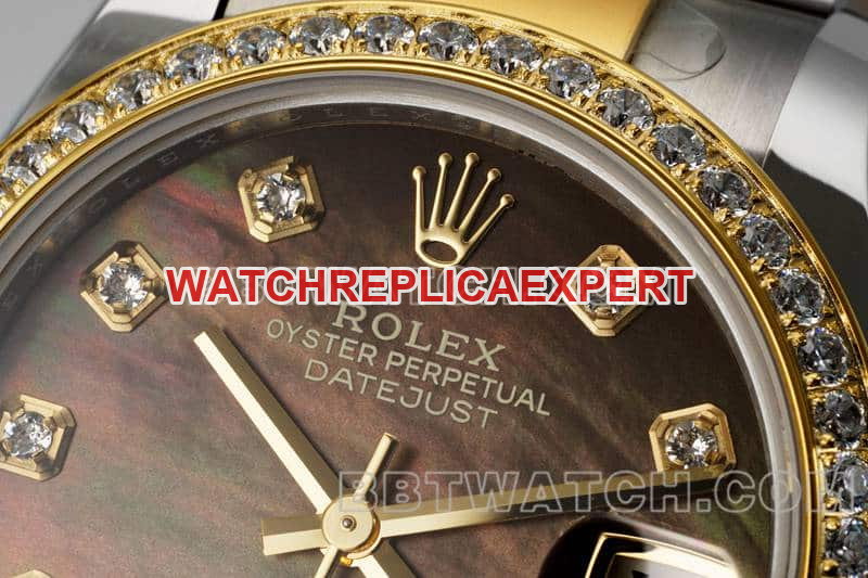 ARF FactoryRolex log top-tier 1:1high-quality black mother-of-pearl disc diamond bezel31mm gold three-lattice chain link278383front live photo