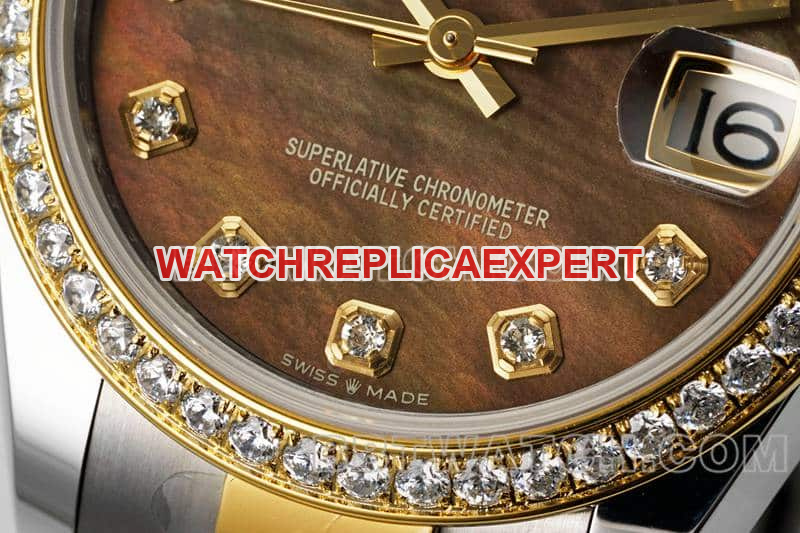 ARF FactoryRolex log top-tier 1:1high-quality black mother-of-pearl disc diamond bezel31mm gold three-lattice chain link278383front live photo