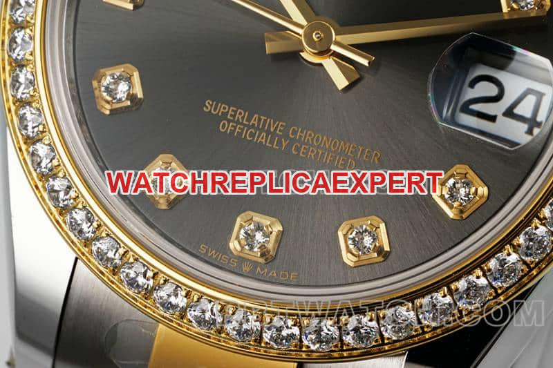ARF FactoryRolex log top-tier dark gray plate diamond bezel31mm gold three-lattice chain link 278383front live photo