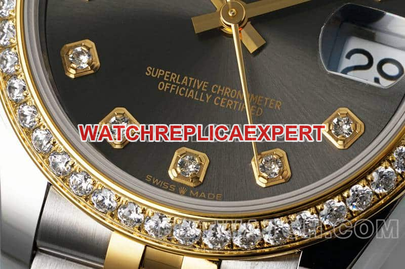 ARF FactoryRolex log 1:1super dark gray plate diamond bezel31mm gold five-lattice chain link278383front live photo