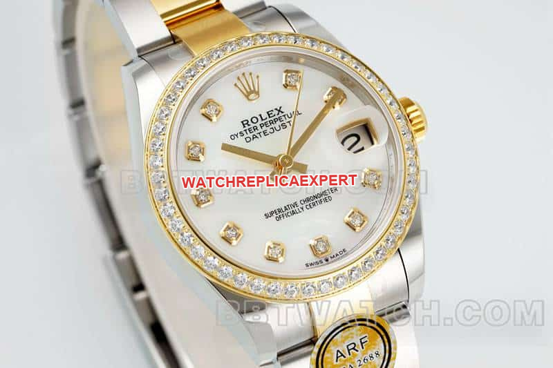 ARF factory Rolex Logbook super A imitation mother-of-pearl disc diamond ring 31mm intermediate gold three-compartment link 2783383 front real picture