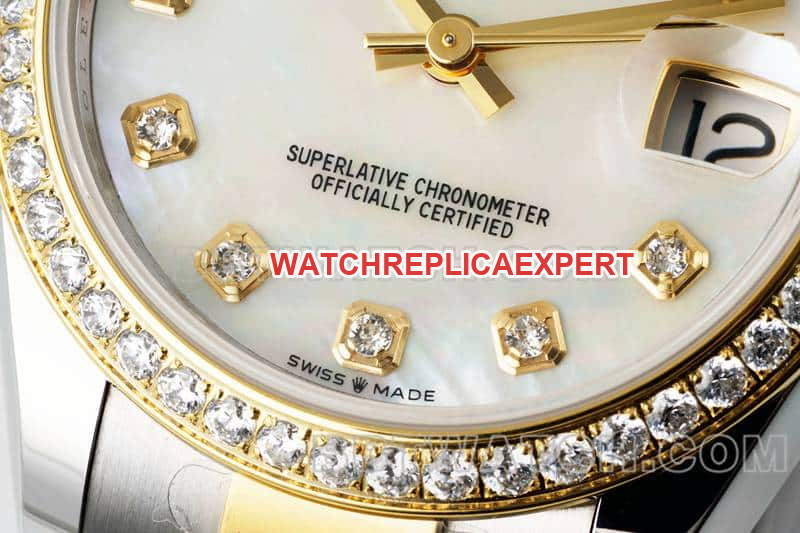 ARF factory Rolex Logbook super A imitation mother-of-pearl disc diamond ring 31mm intermediate gold three-compartment link 2783383 front real picture