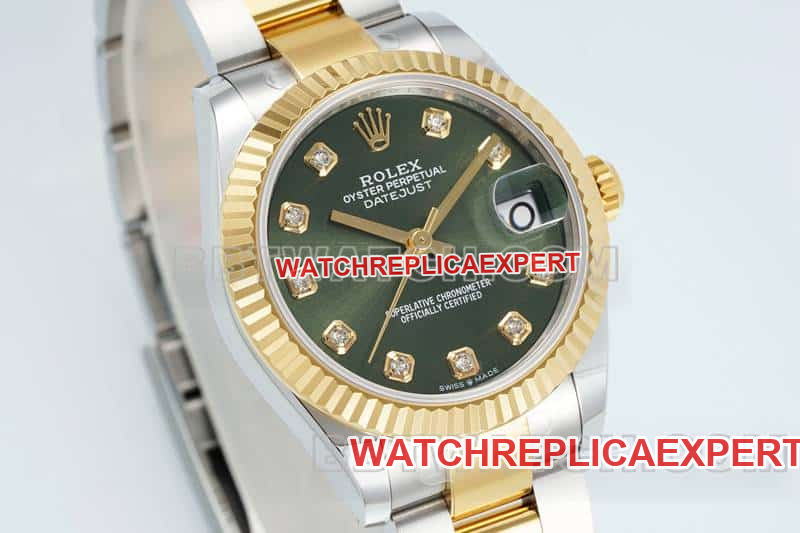 ARF FactoryRolex log 1:1top-tier replicagreen dial31mm gold triple link 278273front live photo