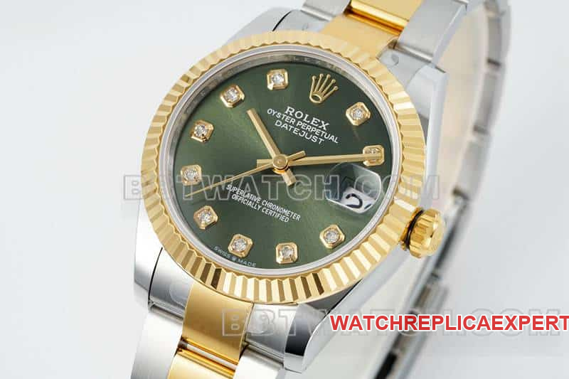 ARF FactoryRolex log 1:1top-tier replicagreen dial31mm gold triple link 278273front live photo