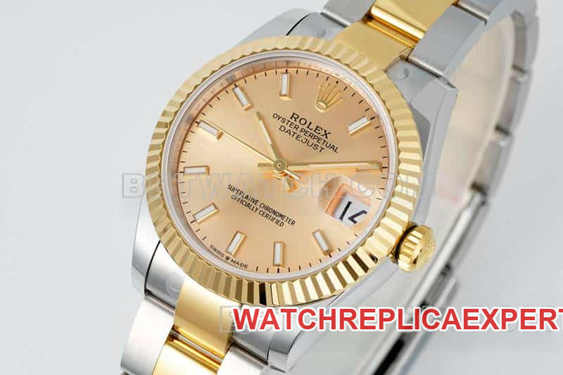 ARF FactoryRolex log top-tier 1:1super gold plate 31mm gold three-lattice chain link 278273front live photo