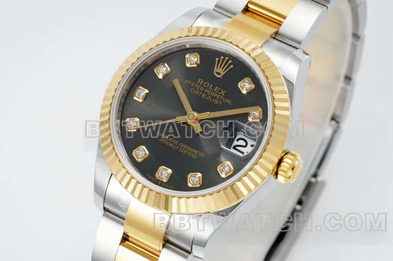 ARF FactoryRolex log 1:1super cloneblack dial31mm gold three-lattice chain link278273front live photofront live photo