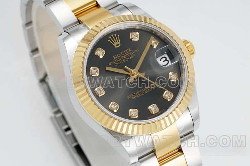 ARF FactoryRolex log 1:1super cloneblack dial31mm gold three-lattice chain link278273front live photofront live photo