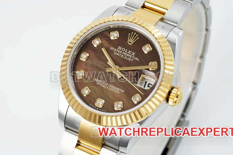 ARF FactoryRolex log top-tier black mother-of-pearl disc 31mm gold three-lattice chain link 278273front live photo