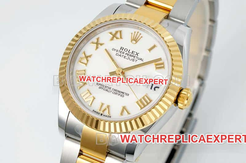 ARF FactoryRolex log 1:1super clonewhite dial31mm gold three-lattice chain link278273front live photo
