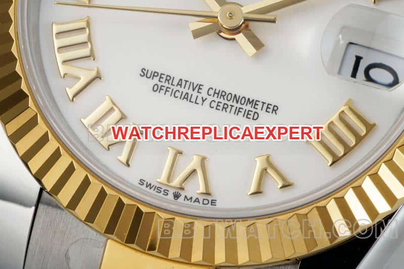 ARF FactoryRolex log 1:1super clonewhite dial31mm gold three-lattice chain link278273front live photo