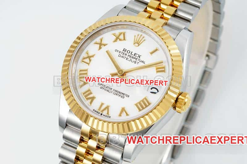ARF FactoryRolex log 1:1super clonewhite dial31mm gold five-lattice chain link278273front live photo