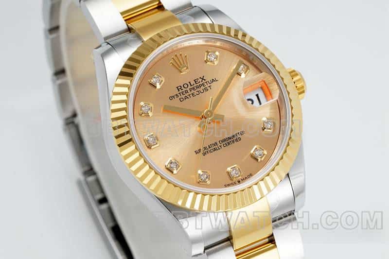ARF FactoryRolex log gold plate 31mm gold three grid link 278273front live photo