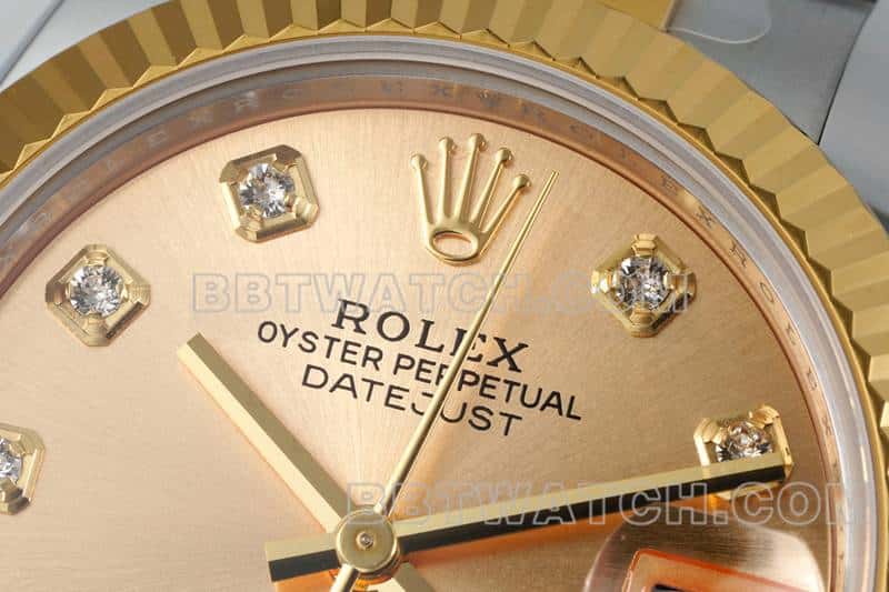 ARF FactoryRolex log gold plate 31mm gold three grid link 278273front live photo