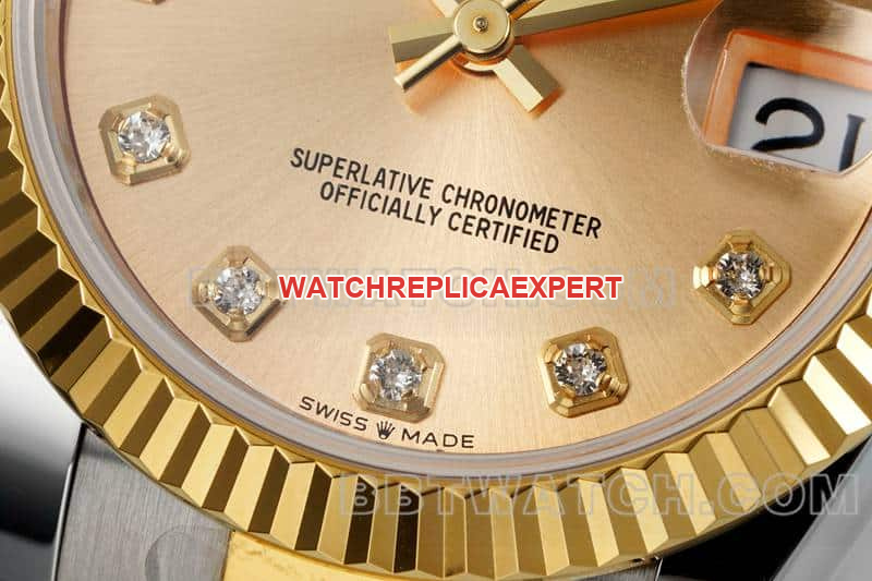 ARF FactoryRolex log gold plate 31mm gold three grid link 278273front live photo