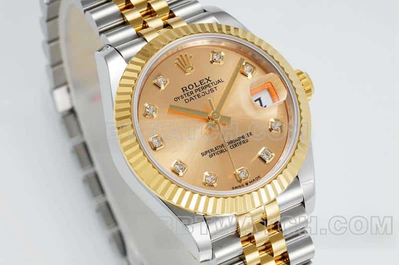 ARF factory rolex logbook one to one top gold plate 31mm intermediate gold five compartment links 278273 front real picture