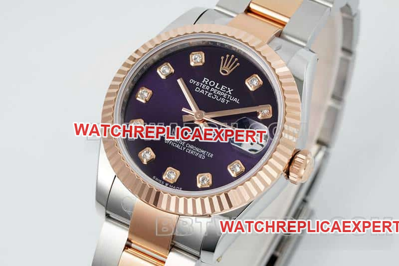 ARF FactoryRolex log 1:1super purple plate 31mm gold three-lattice chain link 278271front live photo