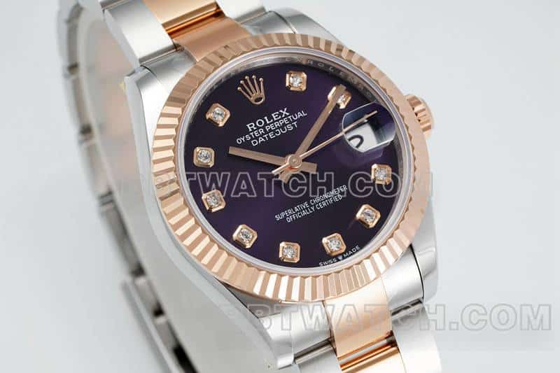 ARF FactoryRolex log 1:1super purple plate 31mm gold three-lattice chain link 278271front live photo