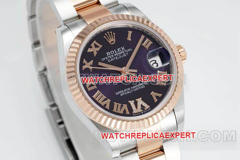 ARF FactoryRolex log purple plate 31mm gold three-lattice chain link 278271front live photo