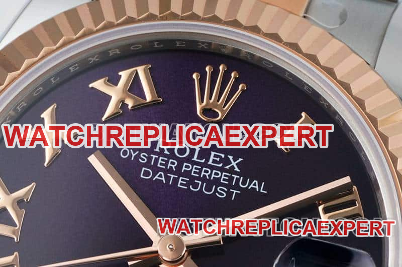 ARF FactoryRolex log purple plate 31mm gold three-lattice chain link 278271front live photo