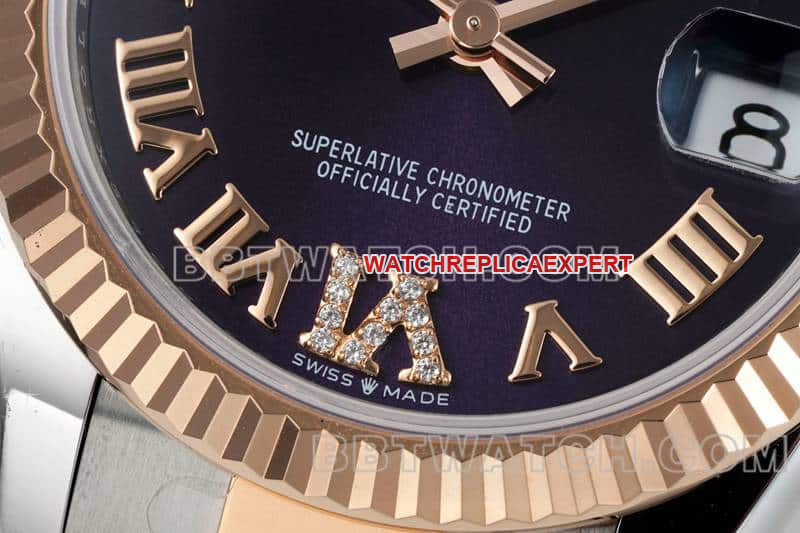 ARF FactoryRolex log purple plate 31mm gold three-lattice chain link 278271front live photo