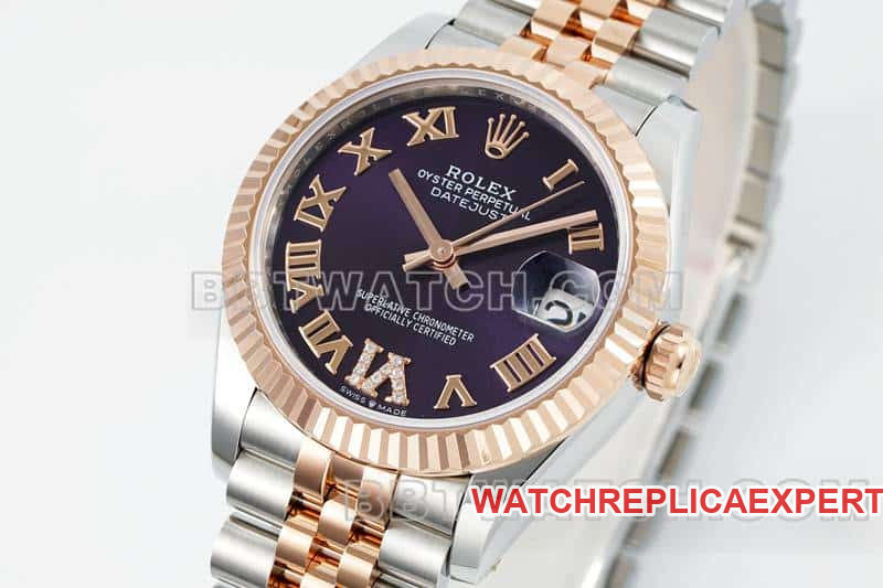 ARF FactoryRolex log 1:1top-tier purple plate 31mm gold five-lattice chain link 278271front live photo