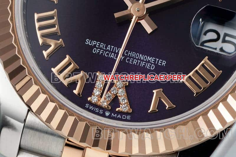 ARF FactoryRolex log 1:1top-tier purple plate 31mm gold five-lattice chain link 278271front live photo