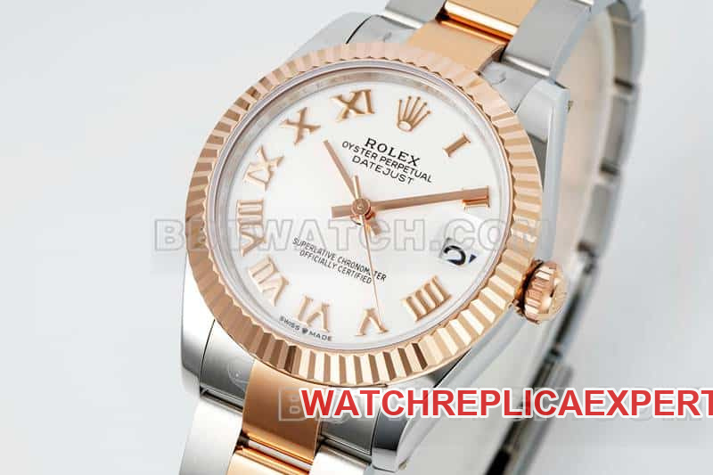 ARF FactoryRolex log super clonewhite dial31mm gold three-lattice chain link 278271front live photo