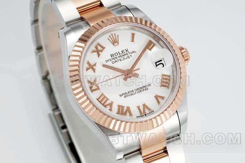 ARF FactoryRolex log super clonewhite dial31mm gold three-lattice chain link 278271front live photo