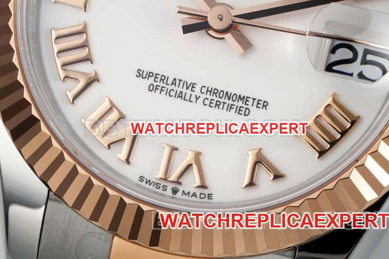ARF FactoryRolex log super clonewhite dial31mm gold three-lattice chain link 278271front live photo