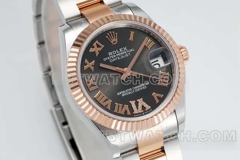 ARF FactoryRolex log 1:1super cloneblack dial31mm gold three-lattice chain link278271front live photo