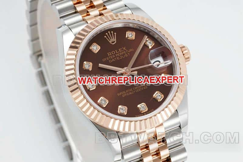 ARF FactoryRolex log 1:1top-tier brown plate 31mm gold five-lattice chain link 278271front live photo