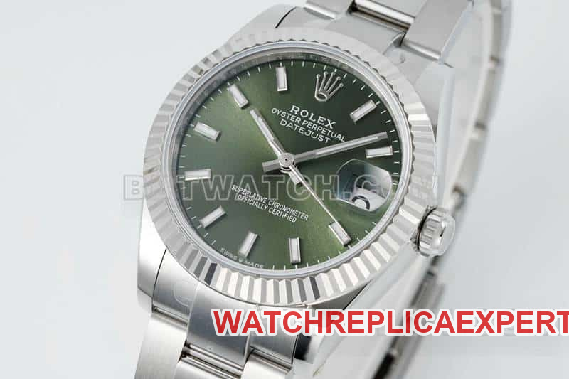ARF FactoryRolex log super clonegreen dial stick hour markers 31mm three grid link 278274front live photo