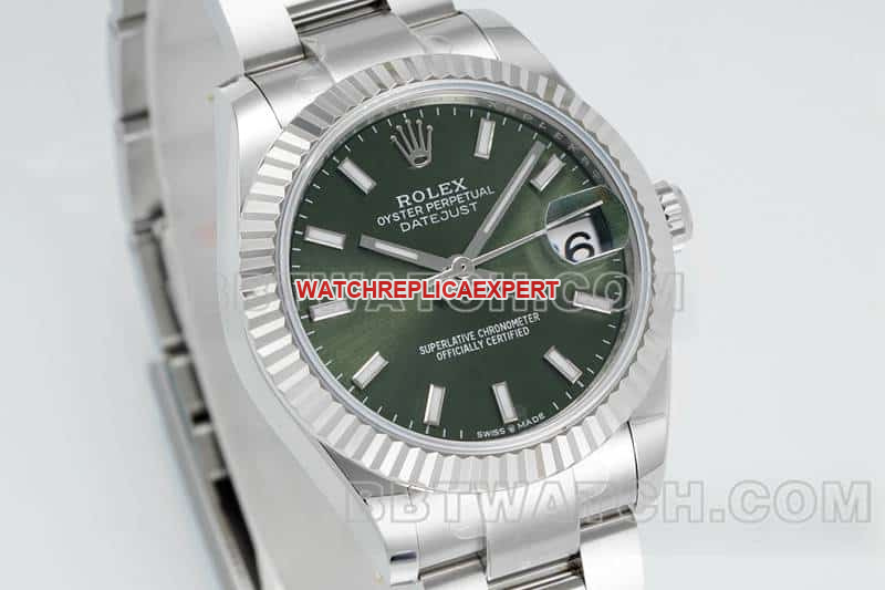 ARF FactoryRolex log super clonegreen dial stick hour markers 31mm three grid link 278274front live photo