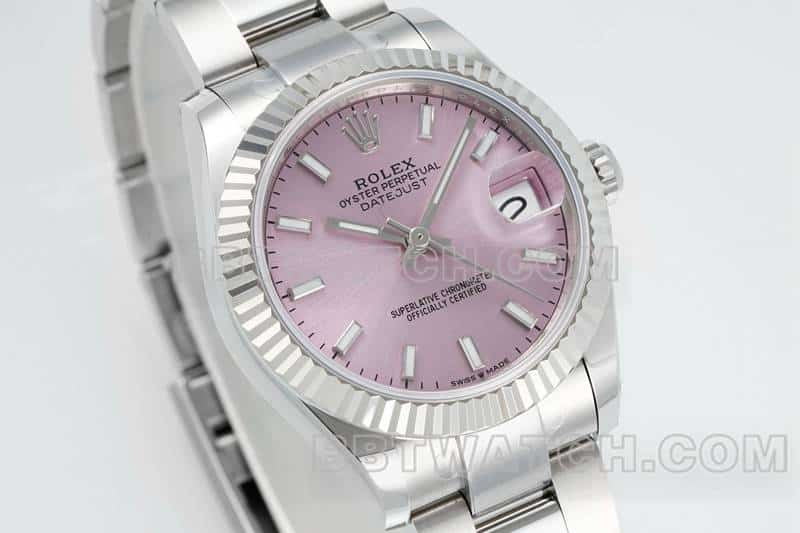 ARF FactoryRolex log top-tier 1:1super pink disk stick hour markers 31mm three-lattice chain link 278274front live photo