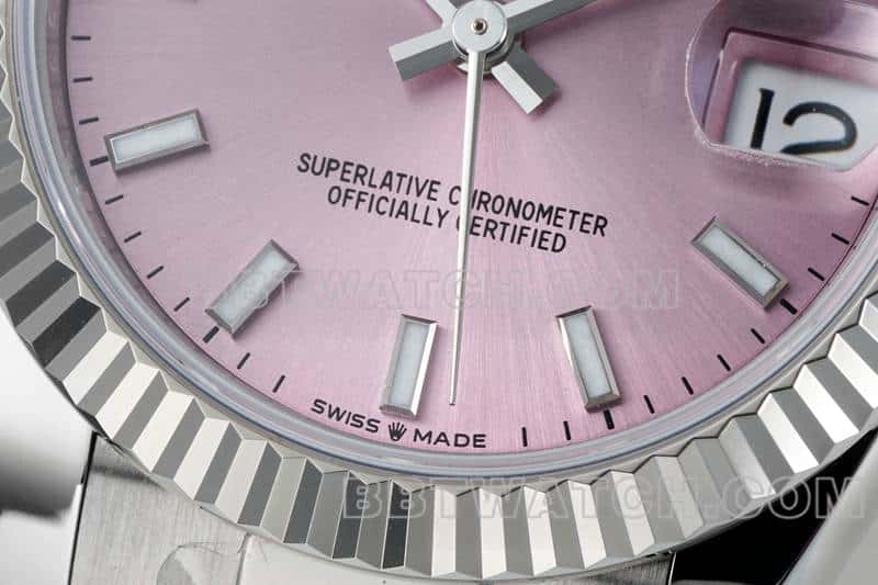 ARF FactoryRolex log top-tier 1:1super pink disk stick hour markers 31mm three-lattice chain link 278274front live photo