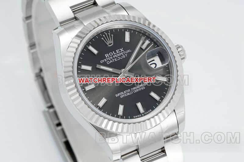 ARF FactoryRolex log 1:1super cloneblack dial stick hour markers 31mm three grid link 278274front live photo