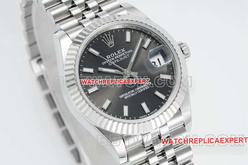 ARF FactoryRolex log super cloneblack dial stick hour markers 31mm five grid link 278274front live photo
