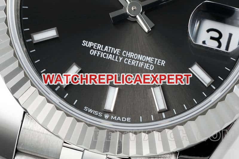 ARF FactoryRolex log super cloneblack dial stick hour markers 31mm five grid link 278274front live photo