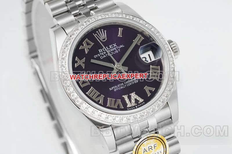 ARF FactoryRolex log top-tier 1:1high-quality purple plate diamond bezel31mm five grid link 278289front live photo